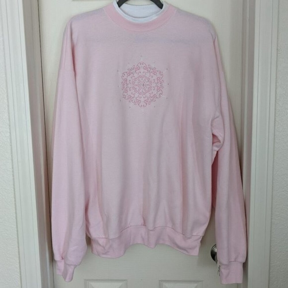 MC Sportswear vintage pink snowflake sweatshirt - crew neck - Christmas shirt